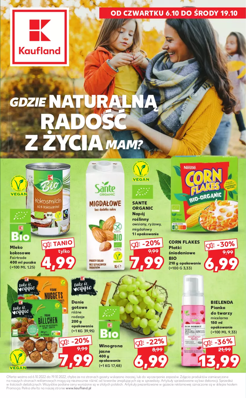 Gazetka promocyjna Kaufland - Ulotka HENKEL - ważna 06.10 do 19.10.2022 - strona 1 - produkty: Bielenda, Corn flakes, Danie gotowe, Danio, Fa, Kokos, Mleko, Mleko kokosowe, Napój, Napój roślinny, Ryż, Sante, Wino, Winogrona