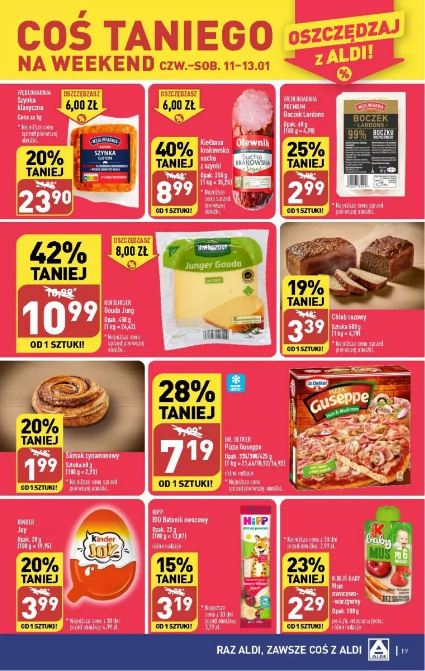 Gazetka promocyjna Aldi - ważna 08.01 do 13.01.2024 - strona 11 - produkty: Boczek, Fa, Kinder, Koc, Kosz, Pizza