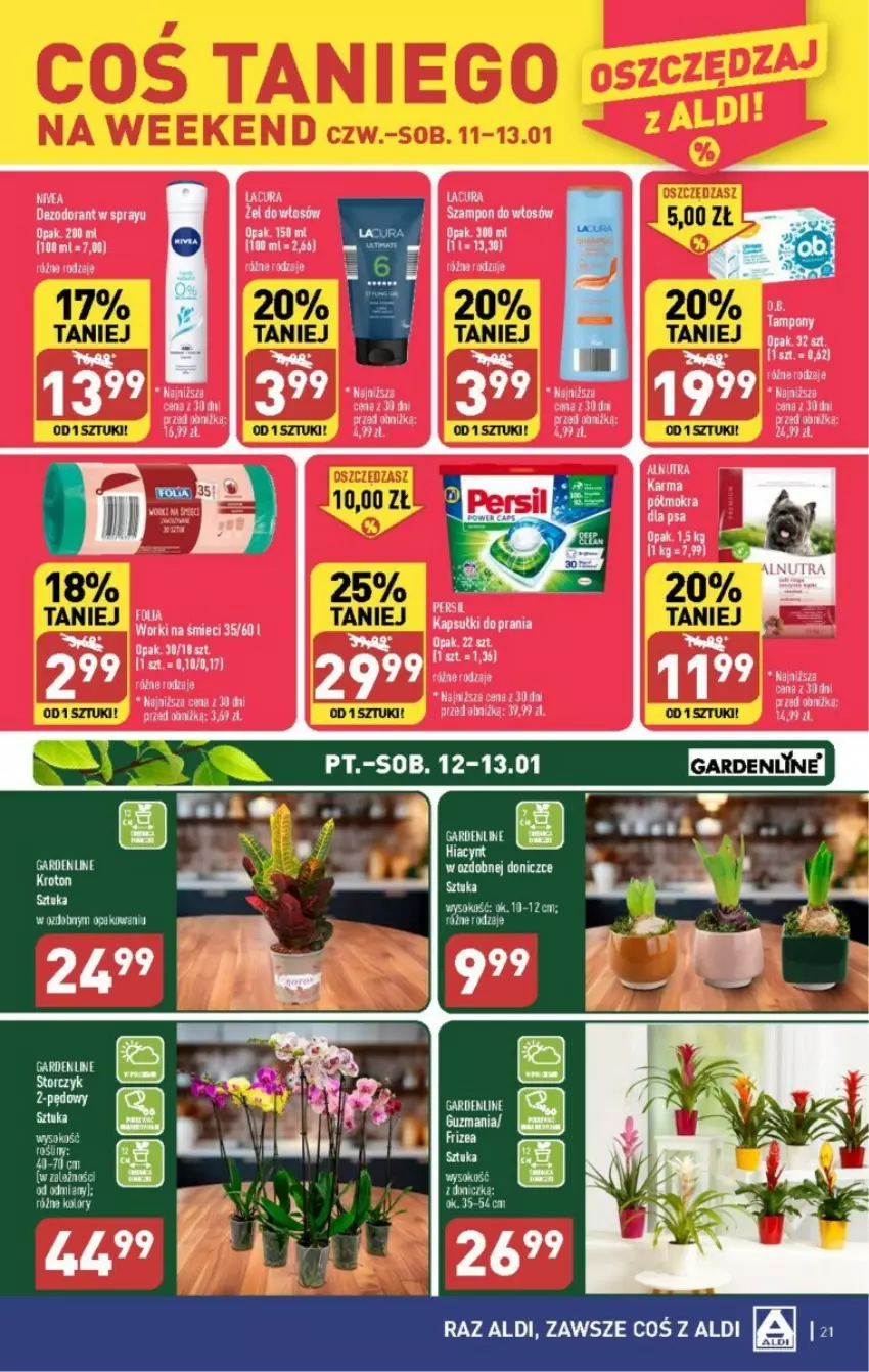 Gazetka promocyjna Aldi - ważna 08.01 do 13.01.2024 - strona 14 - produkty: Dezodorant, Fa, Hiacynt, Kapsułki do prania, Sok, Storczyk, Szampon, Worki na śmiec, Worki na śmieci