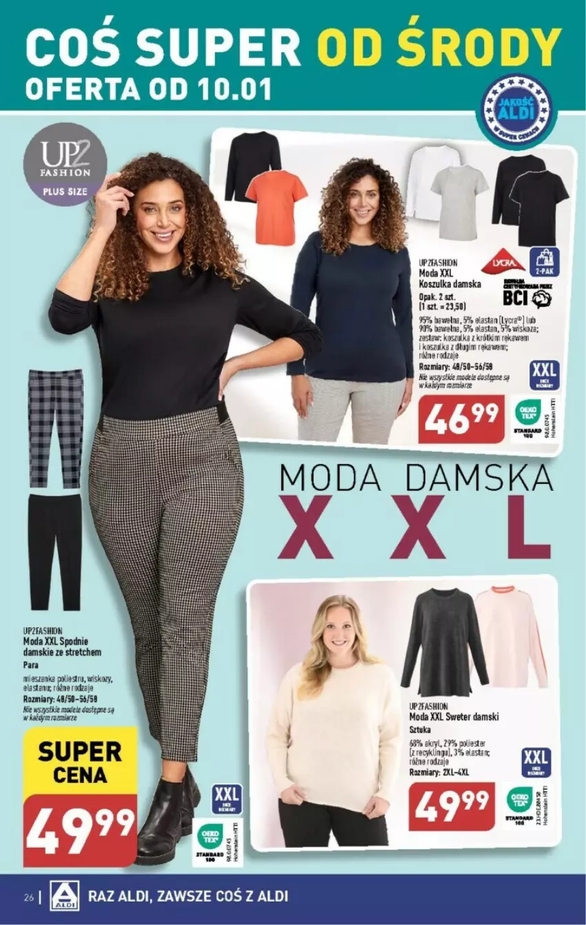 Gazetka promocyjna Aldi - ważna 08.01 do 13.01.2024 - strona 19 - produkty: Fa, Kosz, Koszulka, Moda, Spodnie, Sweter