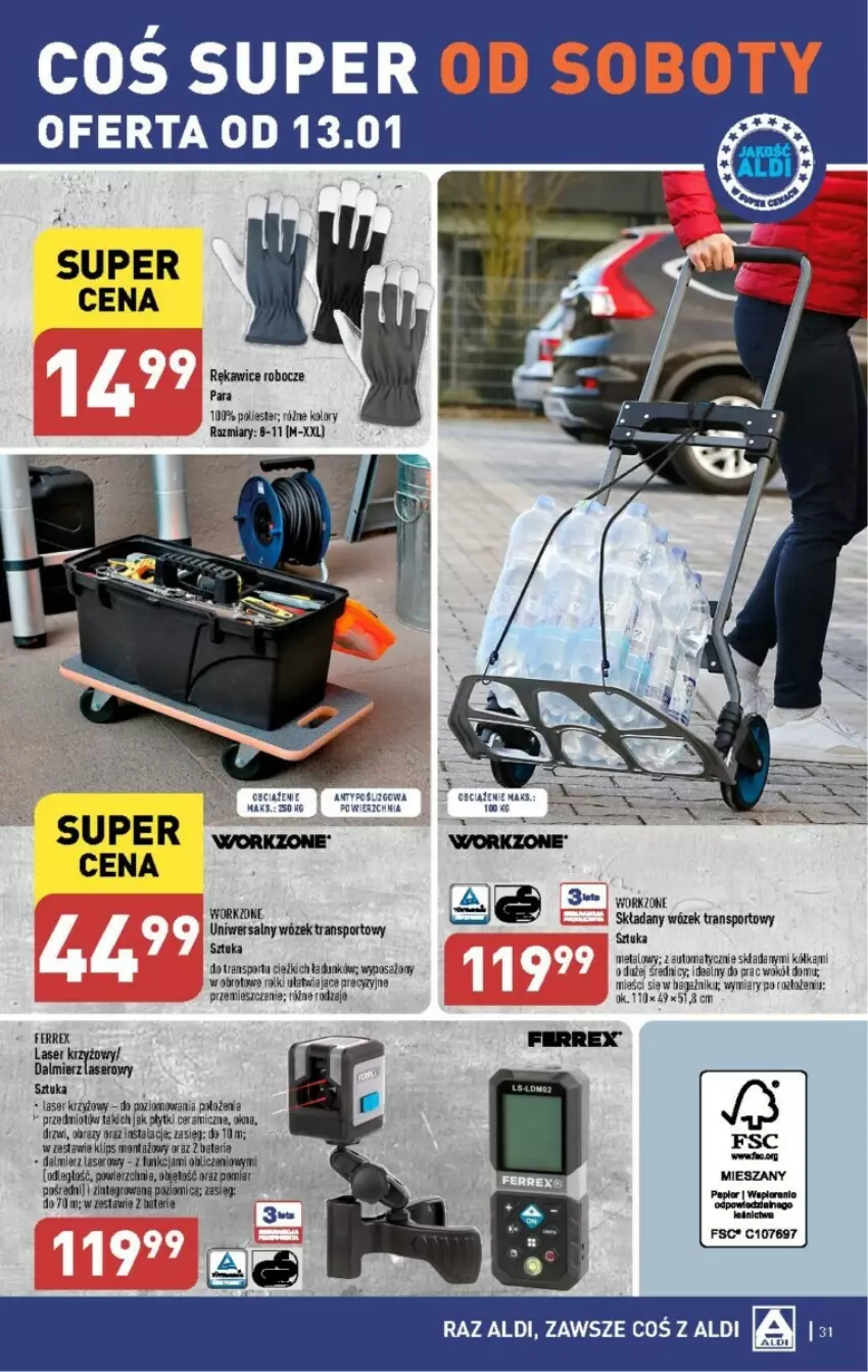 Gazetka promocyjna Aldi - ważna 08.01 do 13.01.2024 - strona 25 - produkty: Drzwi, Laser krzyżowy, Obraz, Por, Rolki, Ser, Sport, Tran, Wózek, Wózek transportowy