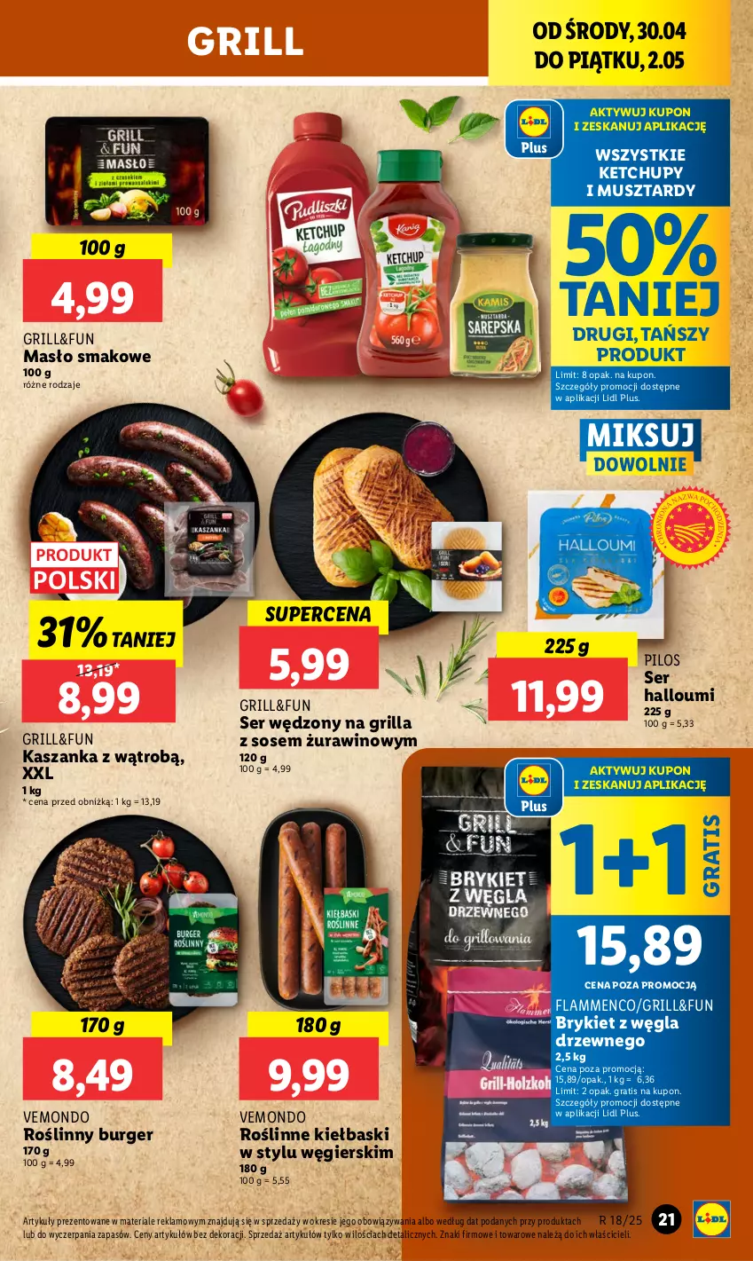 Gazetka promocyjna Lidl - GAZETKA - ważna 30.04 do 02.05.2025 - strona 25 - produkty: Burger, Gra, Grill, Kasza, Kaszanka, Ketchup, Masło, Mus, Pilos, Roślinne kiełbaski, Roślinny burger, Ser, Sos, Wino