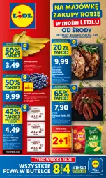 Gazetka promocyjna Lidl - GAZETKA - Gazetka - ważna od 02.05 do 02.05.2025 - strona 1 - produkty: Piwa, Banany, Karkówka wieprzowa, Chipsy, Mlekovita, Chrupki, PIKOK, Grill, Masło, Kiełbasa, Mleko, Kiełbasa śląska