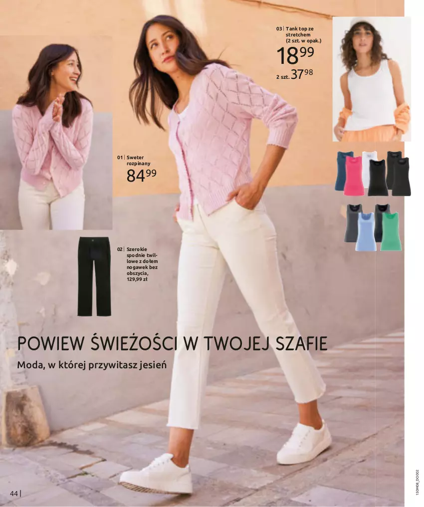 Gazetka promocyjna Bonprix - TREND SEZONU: DENIM - ważna 12.08 do 12.11.2024 - strona 46 - produkty: Moda, Spodnie, Sweter, Top