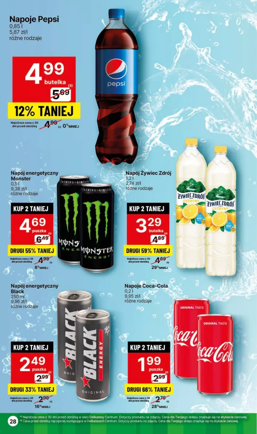 Gazetka promocyjna Delikatesy Centrum - Dyskontowe ceny w Delikatesach Centrum - ważna 01.02 do 07.02.2024 - strona 28 - produkty: Coca-Cola, Gin, Lack, Napój, Napój energetyczny, Napoje, Pepsi, Rum