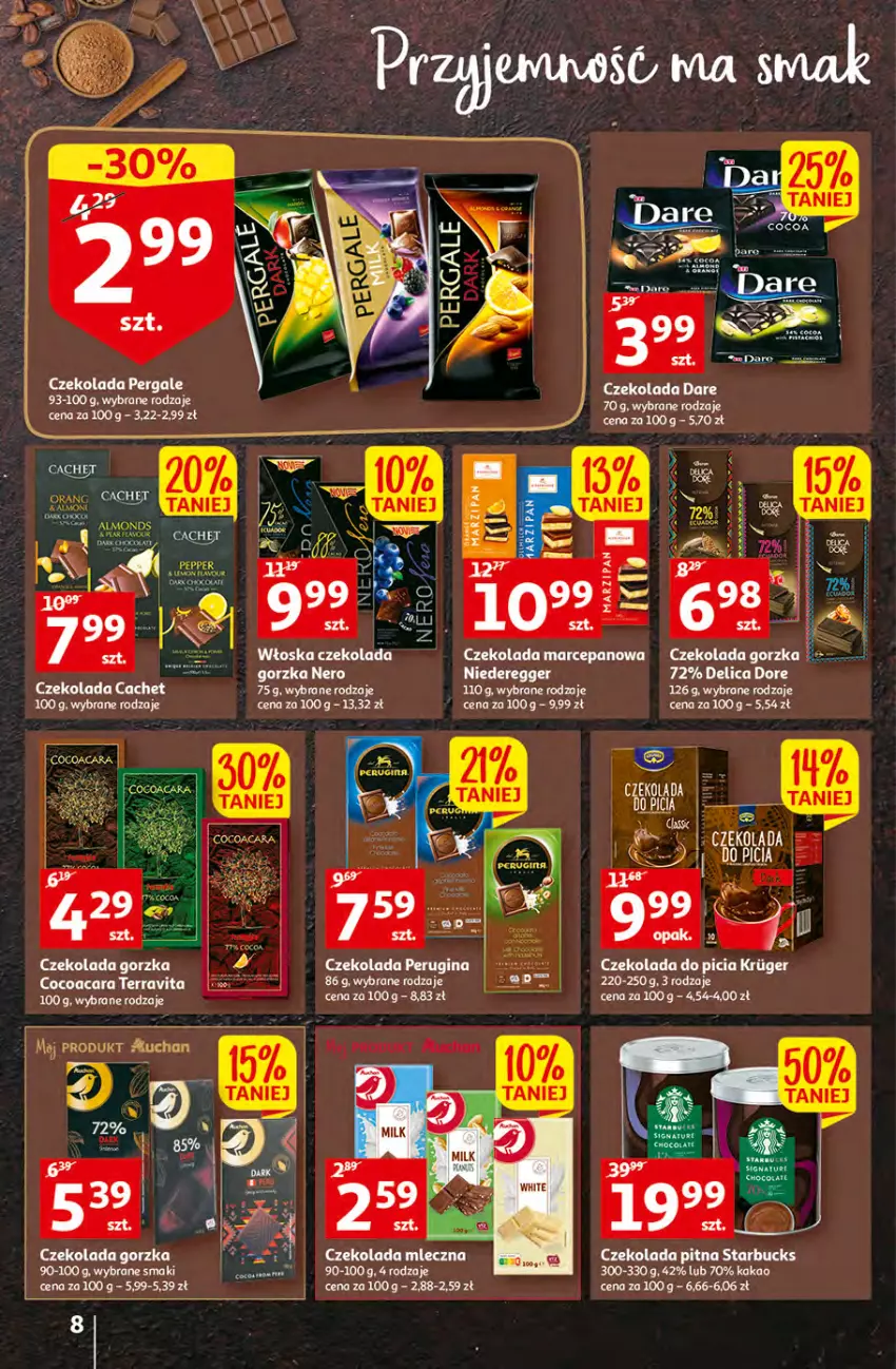 Gazetka promocyjna Auchan - Gazetka Koszyk Oszczędności Auchan Hipermarkety - ważna 19.10 do 29.10.2022 - strona 8 - produkty: Czekolada, Czekolada gorzka, Czekolada mleczna, Gin, Kakao
