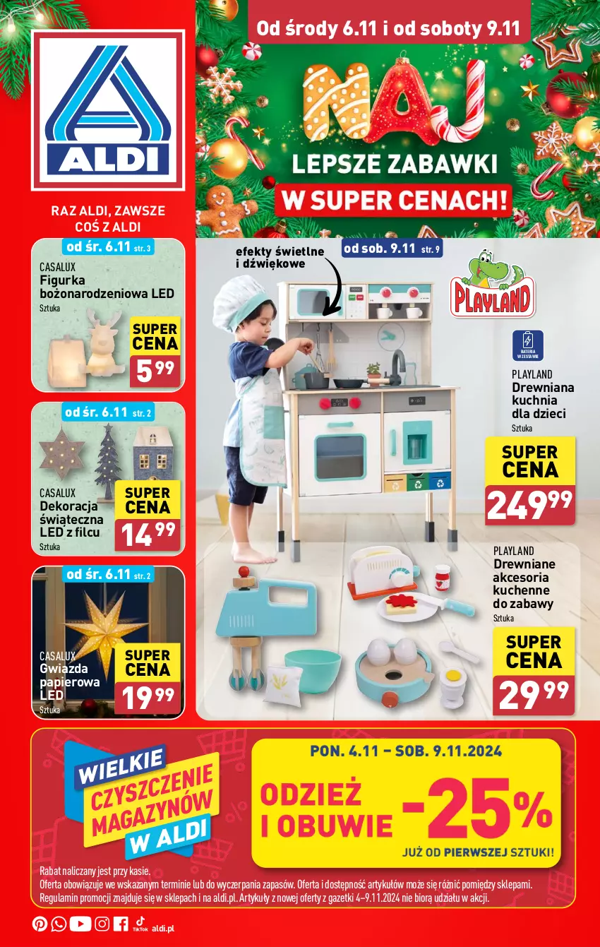 Gazetka promocyjna Aldi - Artykuły przemysłowe i tekstylia - ważna 06.11 do 09.11.2024 - strona 1 - produkty: Bateria, Dekoracja świąteczna, Drewniana kuchnia, Dzieci, Gwiazda, Kuchnia, Papier