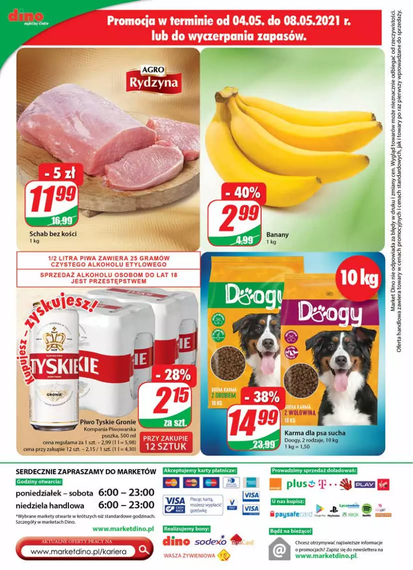 Gazetka promocyjna Dino - Gazetka - ważna 05.05 do 11.05.2021 - strona 20 - produkty: Gra, Piec, Piwa, Piwo, Schab bez kości, Ser, Tera, Tyskie