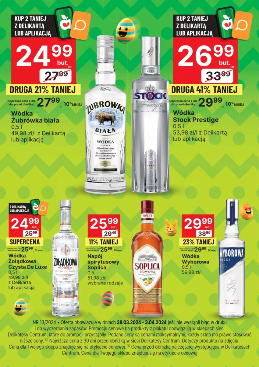 Gazetka promocyjna Delikatesy Centrum - Folder alkoholowy DC13 - ważna 28.03 do 03.04.2024 - strona 1 - produkty: Napój, Por, Rum, Soplica, Wódka, Wyborowa