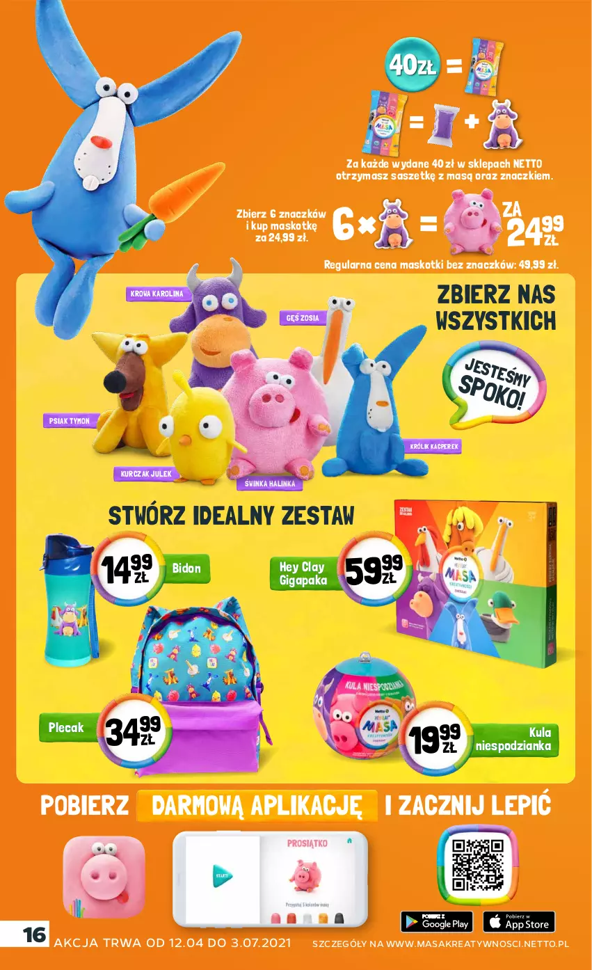 Gazetka promocyjna Netto - Gazetka spożywcza - ważna 10.05 do 15.05.2021 - strona 16 - produkty: Hey Clay, Inka, Królik, Kurczak, Plecak