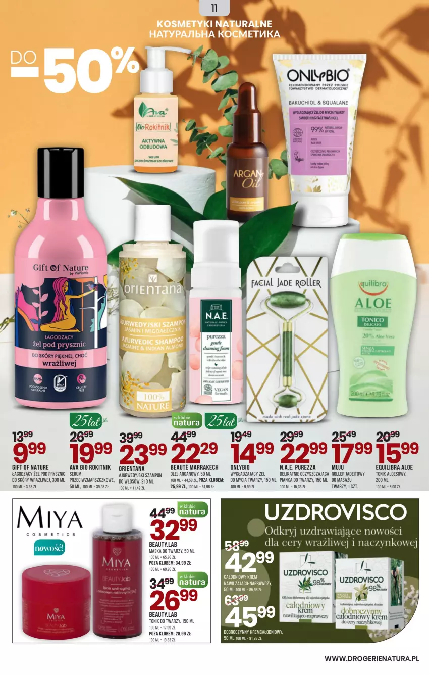 Gazetka promocyjna Drogerie Natura - Gazetka Drogerie Natura - ważna 01.07 do 31.07.2022 - strona 11 - produkty: Aloe vera, Fa, Gift of Nature, Gin, Mars, Maska, Maska do twarzy, Miya Cosmetics, Olej, Olej arganowy, Pur, Roller, Rum, Ser, Serum, Szampon, Tonik, Tonik do twarzy, Wino