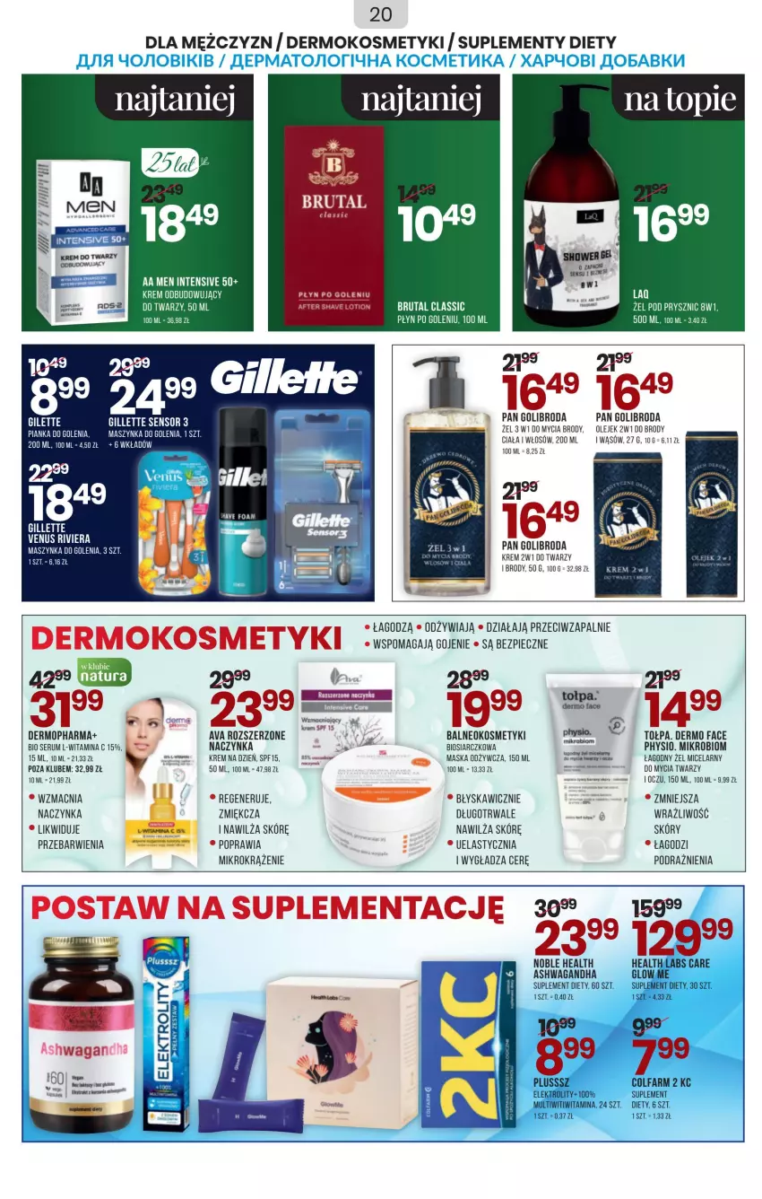 Gazetka promocyjna Drogerie Natura - Gazetka Drogerie Natura - ważna 01.07 do 31.07.2022 - strona 20 - produkty: Brutal, Fa, Gillette, Krem na dzień, Maska, Maszynka, Maszynka do golenia, Mop, Olej, Piec, Rum, Ser, Serum, Suplement diety, Szynka, Tołpa, Venus, Waga