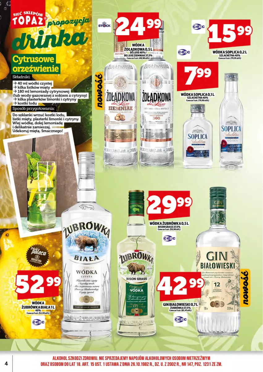 Gazetka promocyjna Topaz - Gazetka - ważna 17.07 do 31.07.2025 - strona 6 - produkty: Cytryny, Gra, Lanki, Olej, Plasterki, Sok, Soplica, Wódka