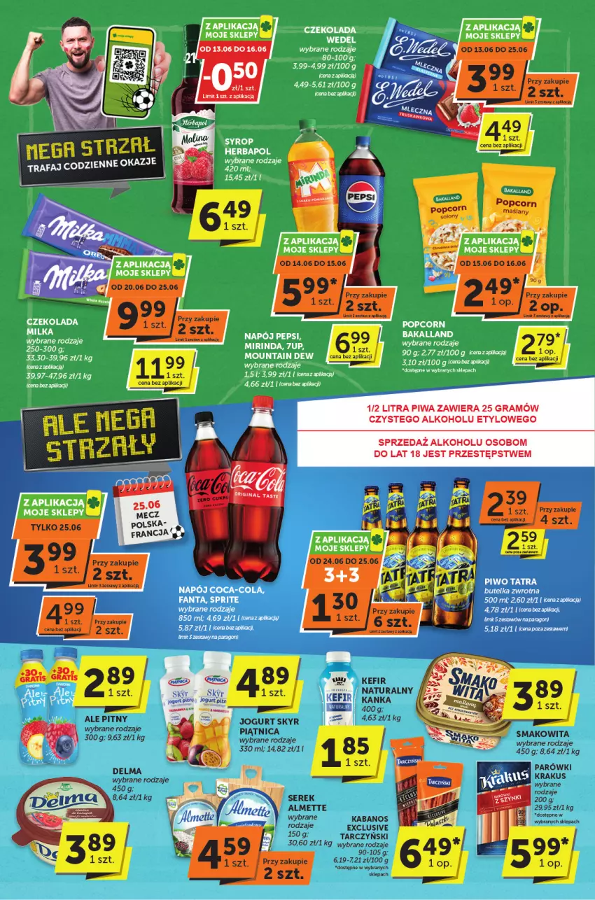 Gazetka promocyjna ABC - ważna 13.06 do 25.06.2024 - strona 2 - produkty: 7up, Bakalland, Coca-Cola, Czekolada, Fa, Fanta, Herbapol, Mirinda, Napój, Pepsi, Piwo, Saga, Sprite, Syrop, Tatra