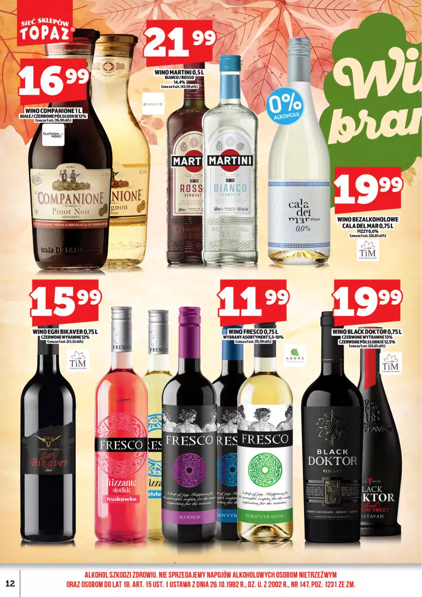 Gazetka promocyjna Topaz - Gazetka - ważna 17.11 do 30.11.2025 - strona 14 - produkty: AniOne, Delma, Fresco, Lack, Martini, Wino, Wino bezalkoholowe