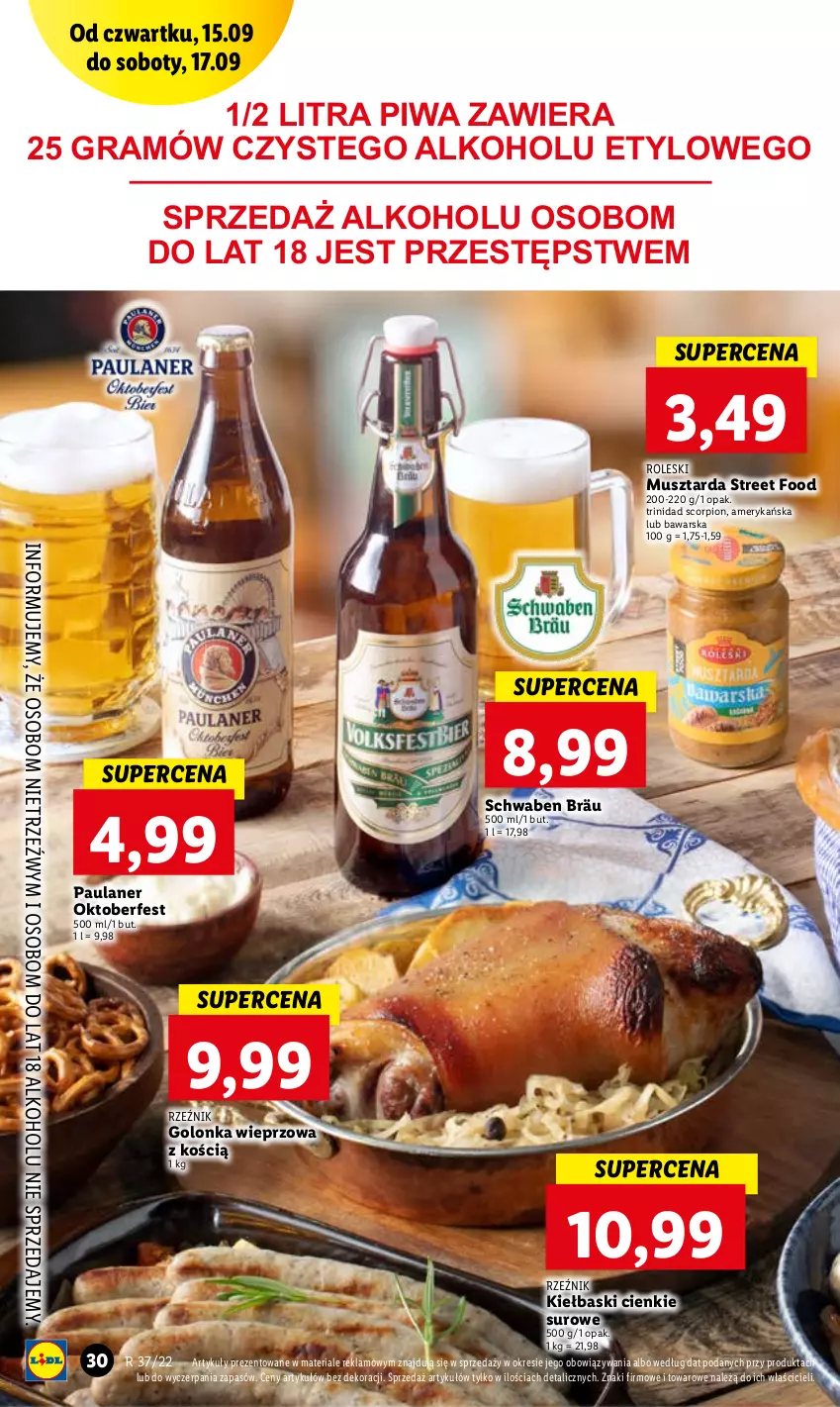 Gazetka promocyjna Lidl - GAZETKA - ważna 15.09 do 17.09.2022 - strona 30 - produkty: Golonka wieprzowa, Gra, Mus, Musztarda, Piwa