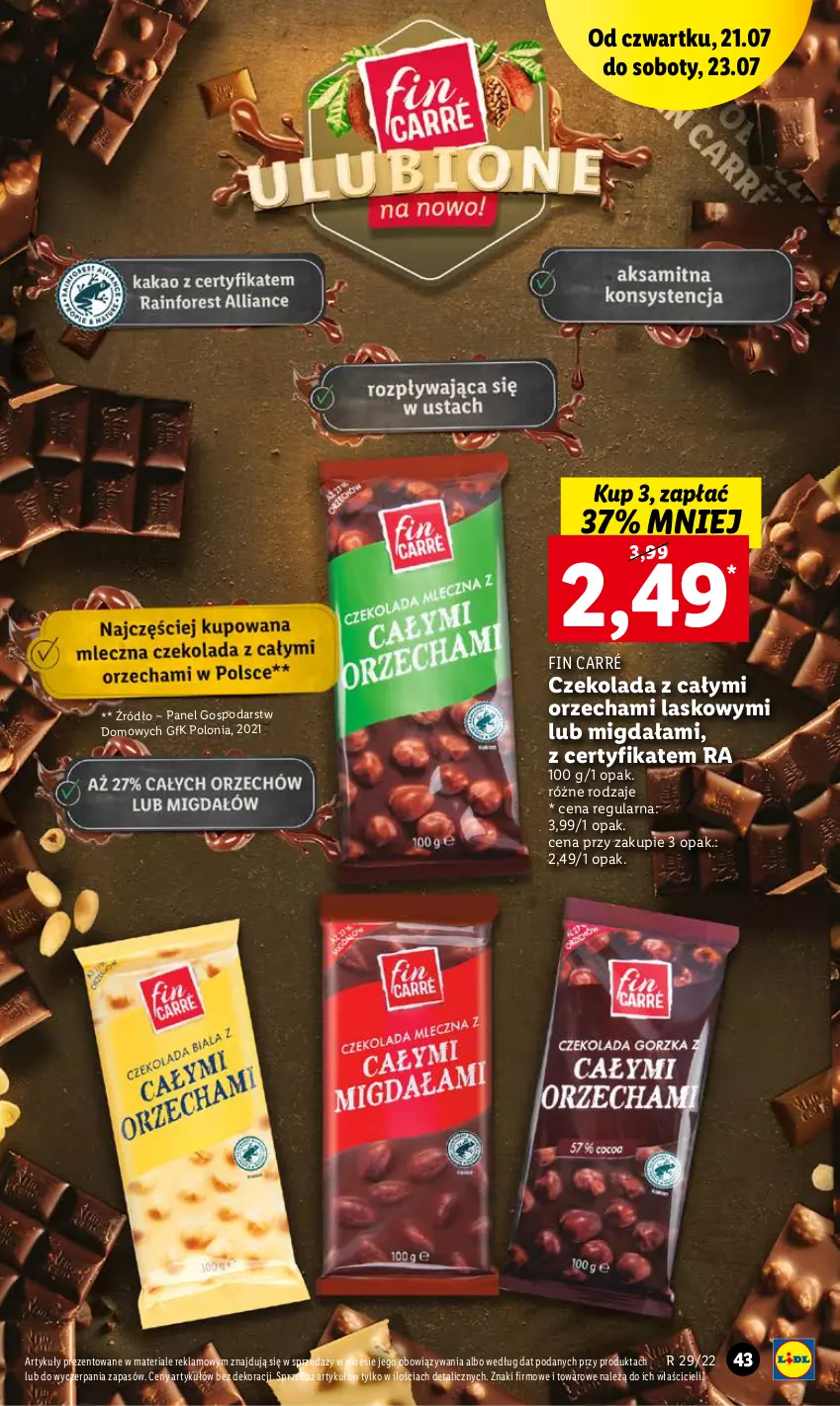 Gazetka promocyjna Lidl - GAZETKA - ważna 21.07 do 23.07.2022 - strona 43 - produkty: Czekolada