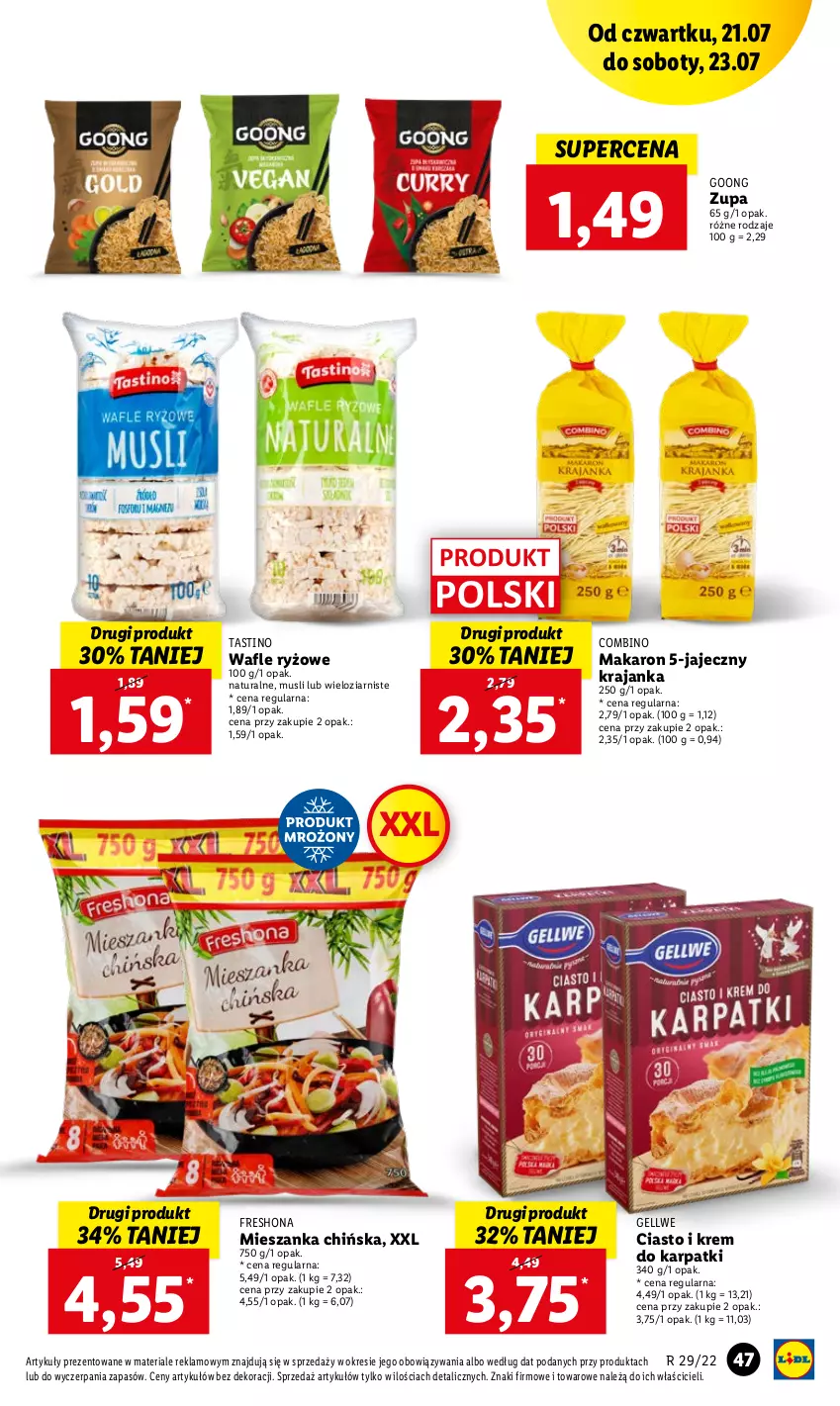 Gazetka promocyjna Lidl - GAZETKA - ważna 21.07 do 23.07.2022 - strona 47 - produkty: Karp, Krem do karpatki, Makaron, Mus, Ryż, Zupa