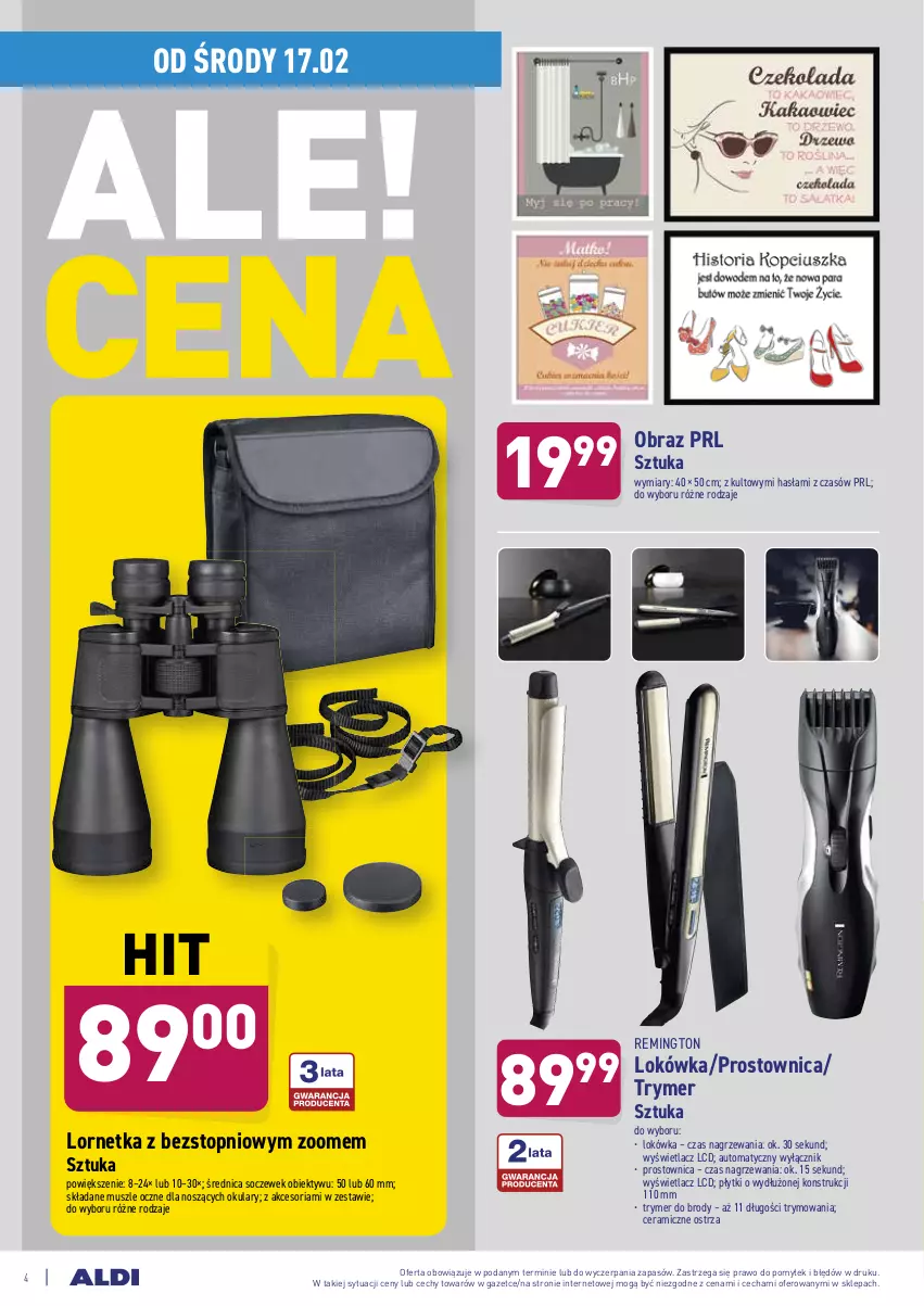 Gazetka promocyjna Aldi - Od Środy i Soboty - ważna 17.02 do 20.02.2021 - strona 4 - produkty: 5 Sekund, Lokówka, Lornetka, Mus, Obiektyw, Obraz, Remington, Top