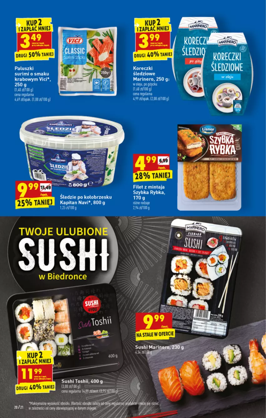 Gazetka promocyjna Biedronka - W tym tygodniu - ważna 06.04 do 10.04.2021 - strona 20 - produkty: Dron, Fa, Filet z mintaja, Gala, Mintaj, Mop, Surimi, Sushi