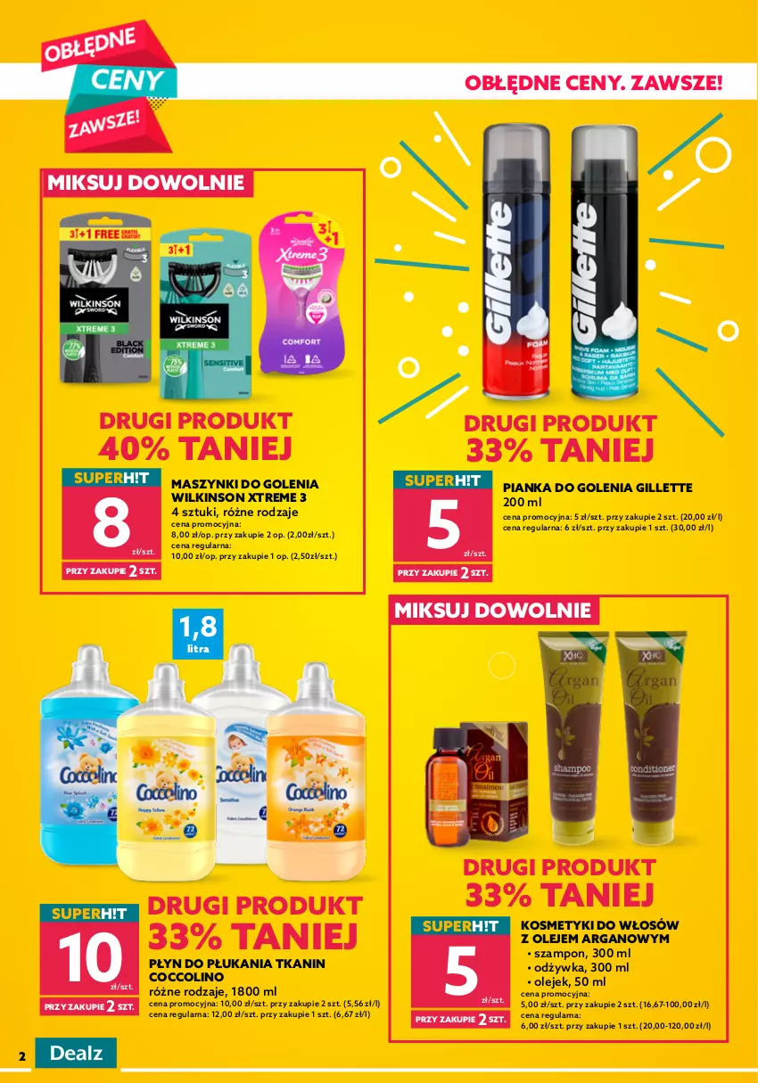 Gazetka promocyjna Dealz - Nowa Gazetka Dealz! - sprawdź ofertę - ważna 13.09 do 18.09.2021 - strona 2 - produkty: Coccolino, Garnek, Garnek ceramiczny, Gillette, Naczynie żaroodporne, Odżywka, Olej, Patelnia, Pianka do golenia, Płyn do płukania, Por, Szampon, Włóczka