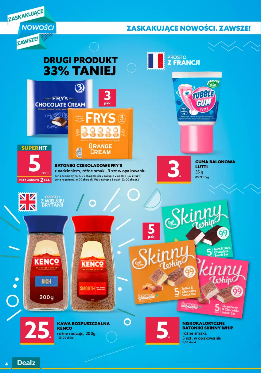 Gazetka promocyjna Dealz - Nowa Gazetka Dealz! - sprawdź ofertę - ważna 13.09 do 18.09.2021 - strona 4 - produkty: Baton, Gra, Kawa, Kawa rozpuszczalna, Napój, Napój bezalkoholowy, Piwa, Smoothie, Tonik