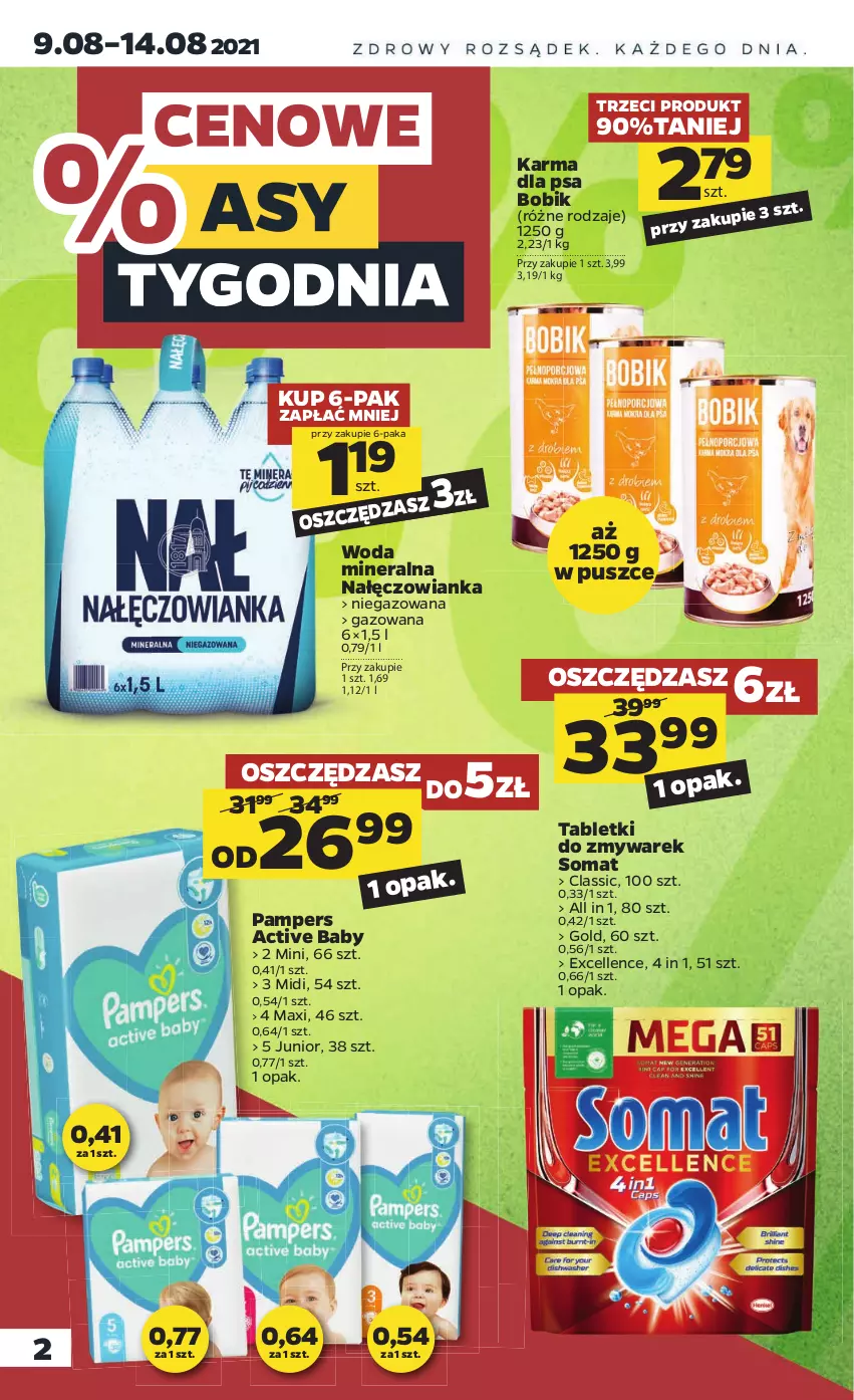 Gazetka promocyjna Netto - Gazetka spożywcza - ważna 09.08 do 14.08.2021 - strona 2 - produkty: Nałęczowianka, Pampers, Somat, Tablet, Woda, Woda mineralna