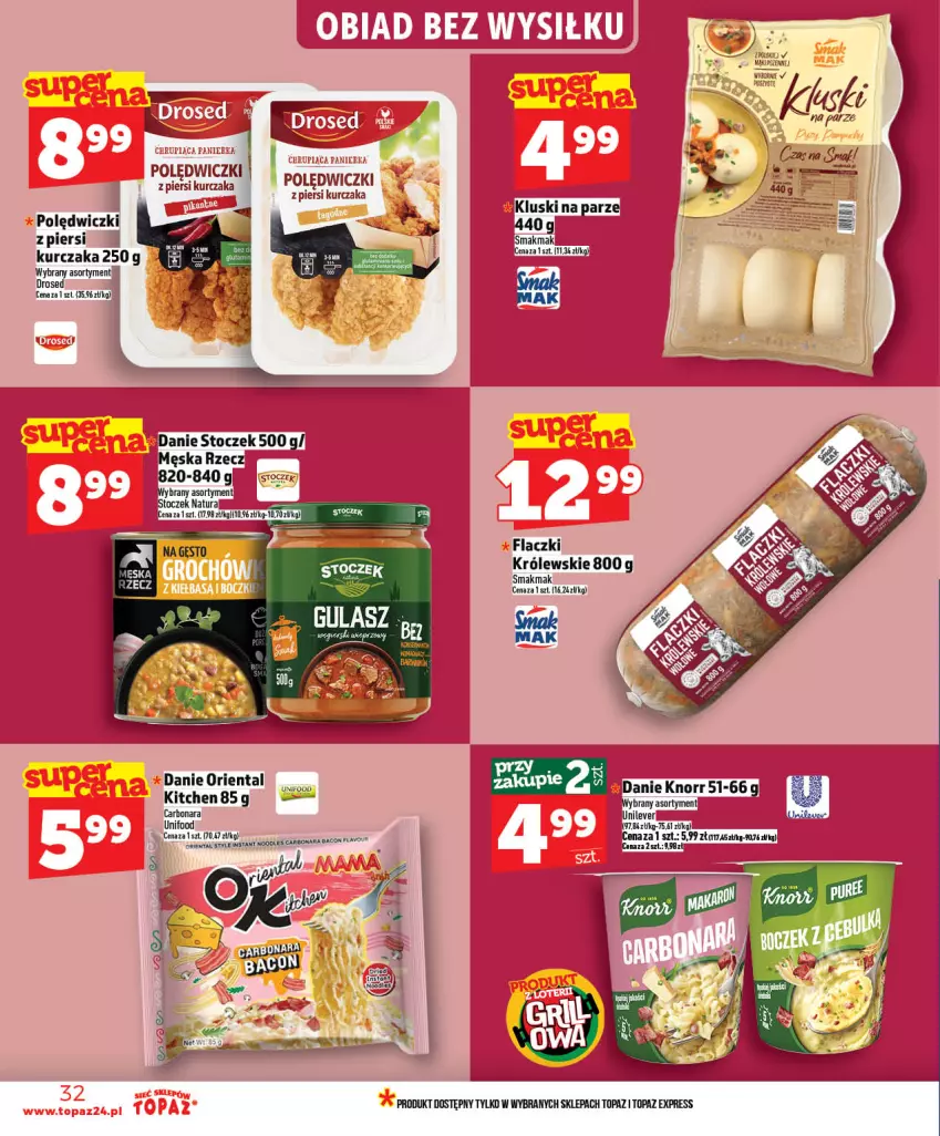Gazetka promocyjna Topaz - Gazetka - ważna 21.05 do 27.05.2026 - strona 32 - produkty: Kluski na parze, Knorr, Królewski, Kurczak, Top