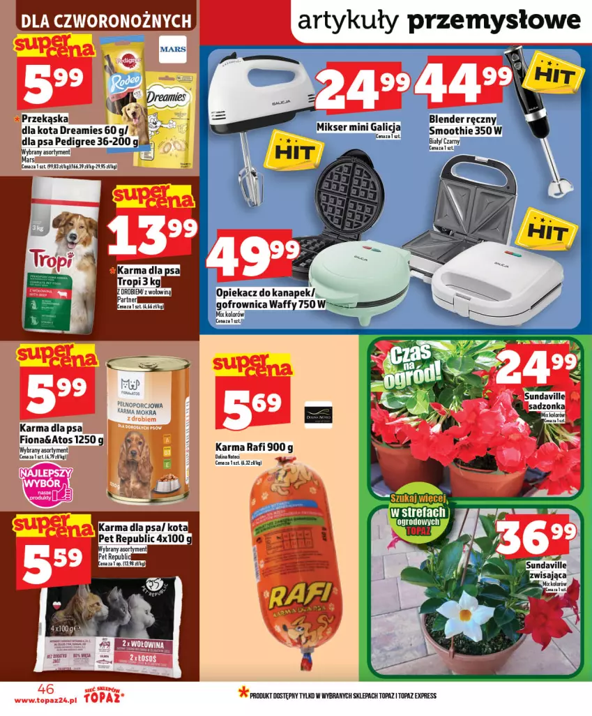 Gazetka promocyjna Topaz - Gazetka - ważna 21.05 do 27.05.2026 - strona 46 - produkty: Mars, Mikser, Mokra karma, Pedigree, Por, Ser, Top