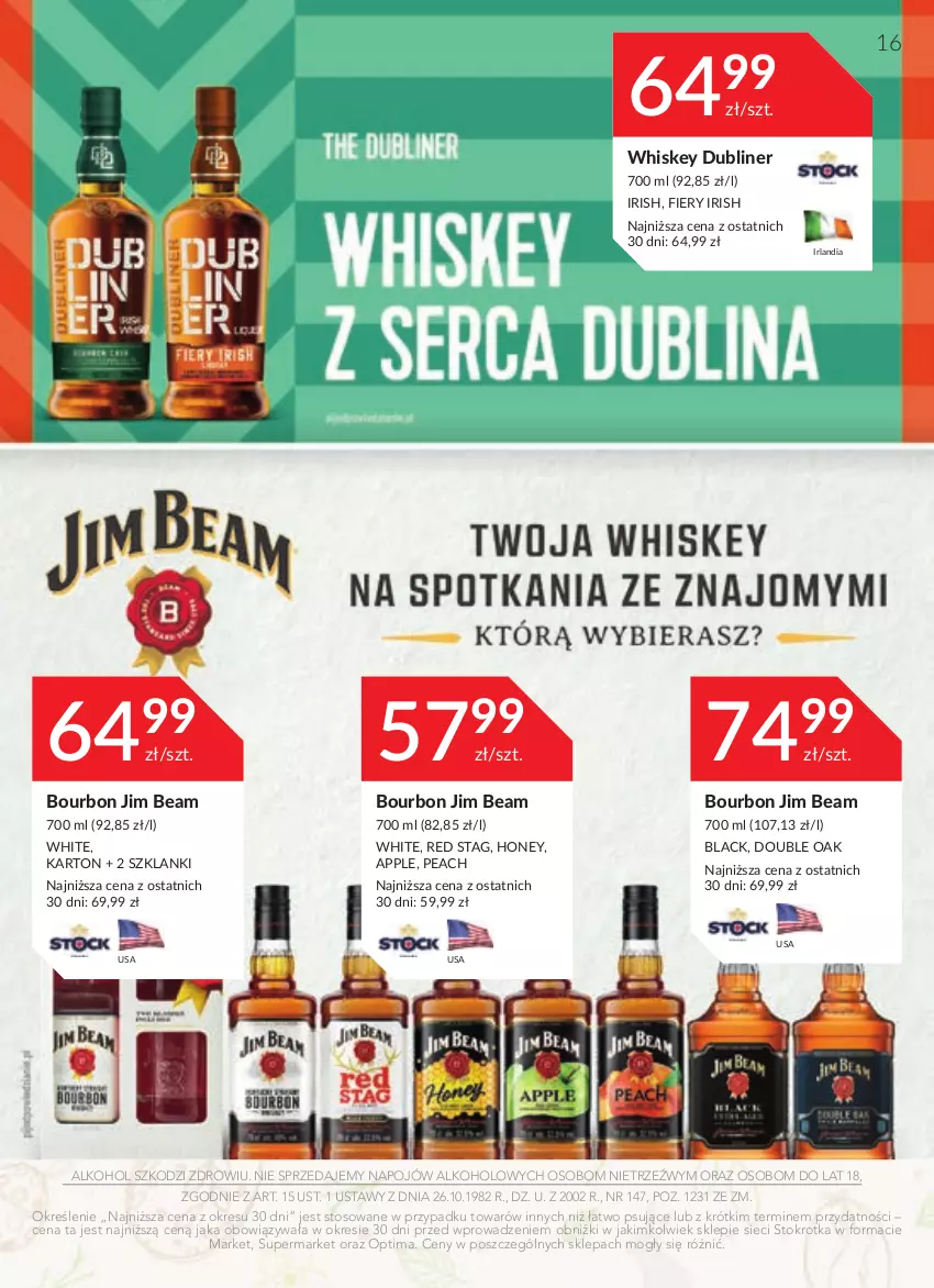 Gazetka promocyjna Stokrotka - Katalog Wielkanocny - ważna 30.03 do 12.04.2023 - strona 16 - produkty: Bourbon, Jim Beam, Lack, Lanki, Optima, Whiskey