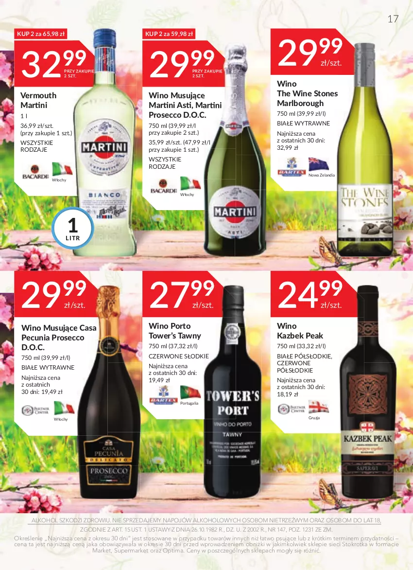 Gazetka promocyjna Stokrotka - Katalog Wielkanocny - ważna 30.03 do 12.04.2023 - strona 17 - produkty: Martini, Mus, Optima, Por, Prosecco, Vermouth, Wino, Wino musujące