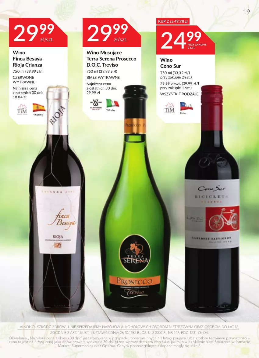 Gazetka promocyjna Stokrotka - Katalog Wielkanocny - ważna 30.03 do 12.04.2023 - strona 19 - produkty: Mus, Optima, Prosecco, Rioja, Ser, Wino, Wino musujące