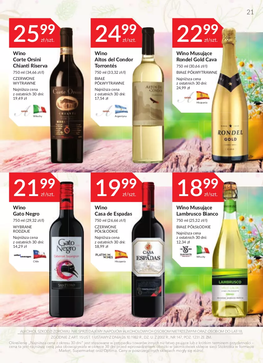 Gazetka promocyjna Stokrotka - Katalog Wielkanocny - ważna 30.03 do 12.04.2023 - strona 21 - produkty: Chia, Chianti, Mus, Optima, Rondel, Ser, Wino, Wino musujące