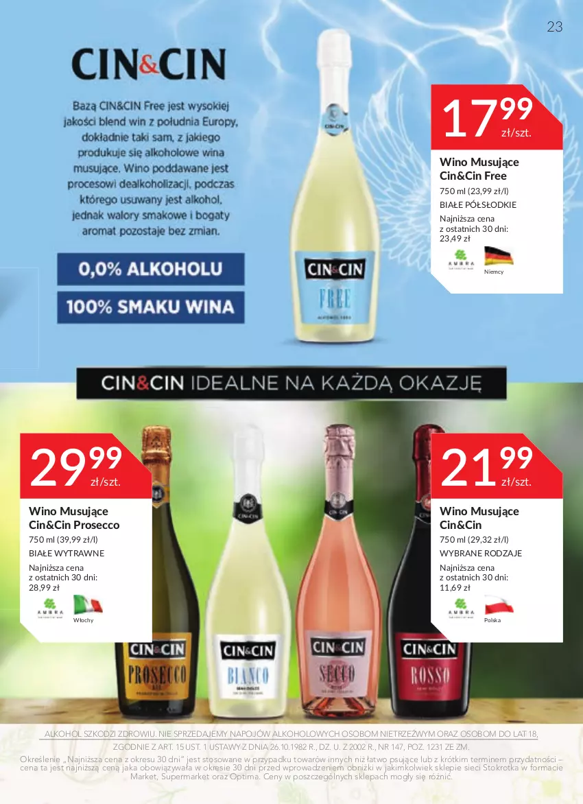 Gazetka promocyjna Stokrotka - Katalog Wielkanocny - ważna 30.03 do 12.04.2023 - strona 23 - produkty: Mus, Optima, Prosecco, Wino, Wino musujące