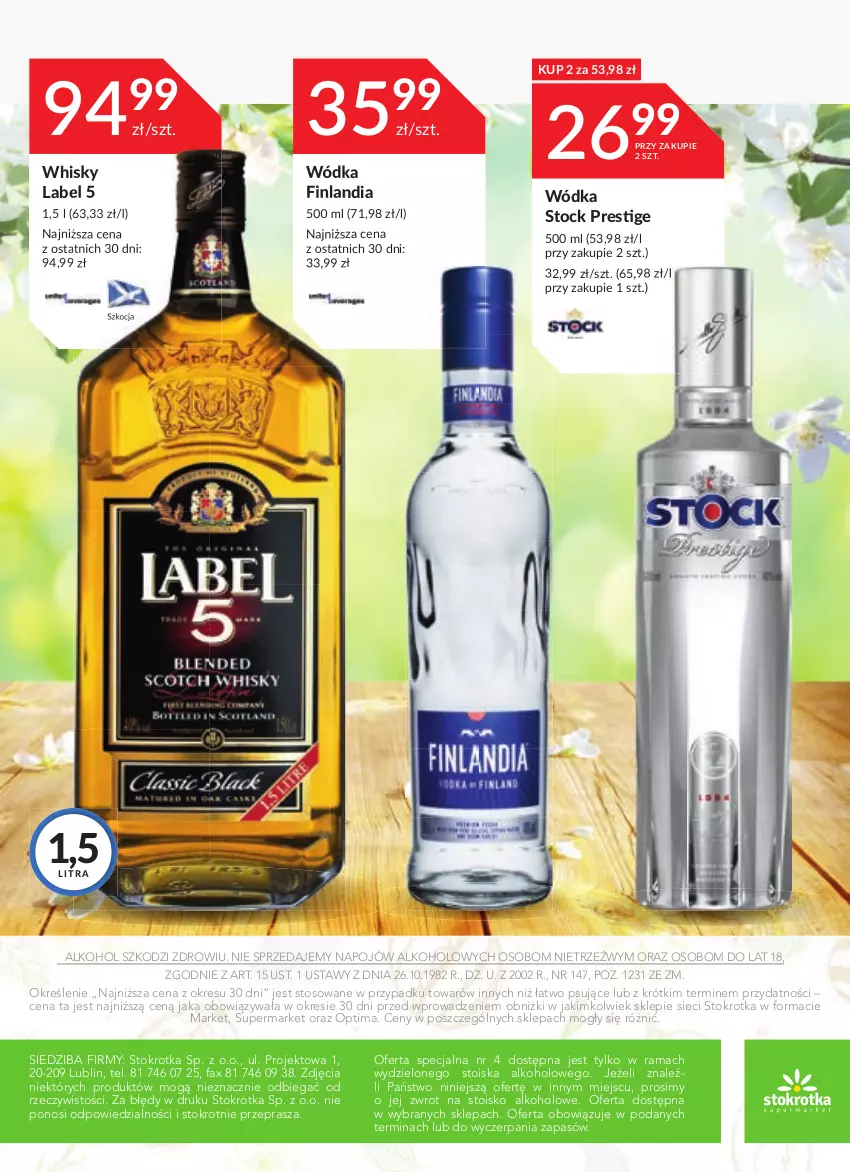 Gazetka promocyjna Stokrotka - Katalog Wielkanocny - ważna 30.03 do 12.04.2023 - strona 28 - produkty: Fa, Finlandia, Koc, Optima, Rama, Stock, Whisky, Wódka