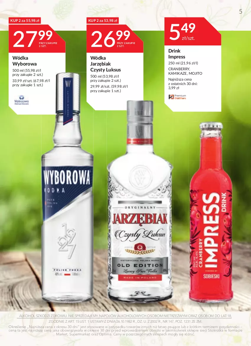 Gazetka promocyjna Stokrotka - Katalog Wielkanocny - ważna 30.03 do 12.04.2023 - strona 5 - produkty: Optima, Wódka, Wyborowa