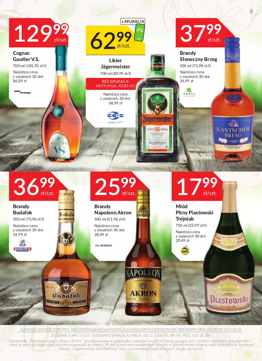 Gazetka promocyjna Stokrotka - Katalog Wielkanocny - ważna 30.03 do 12.04.2023 - strona 9 - produkty: Brandy, Leon, Likier, Miód, Miód pitny, Oleo, Optima, Piast