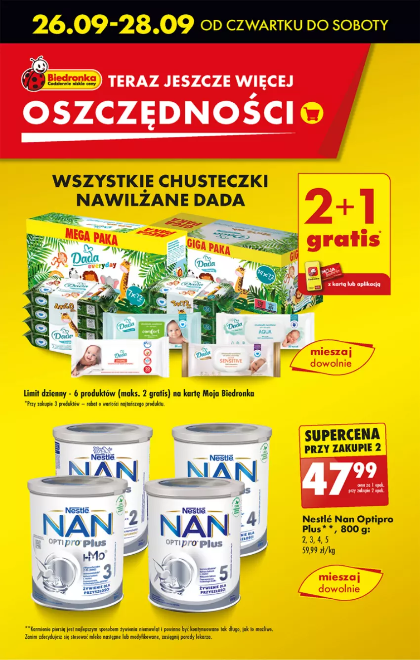 Gazetka promocyjna Biedronka - Od poniedzialku - ważna 26.09 do 02.10.2024 - strona 17 - produkty: Chusteczki, Dada, Dron, Gra, Karmi, Mleko, NAN Optipro, Por