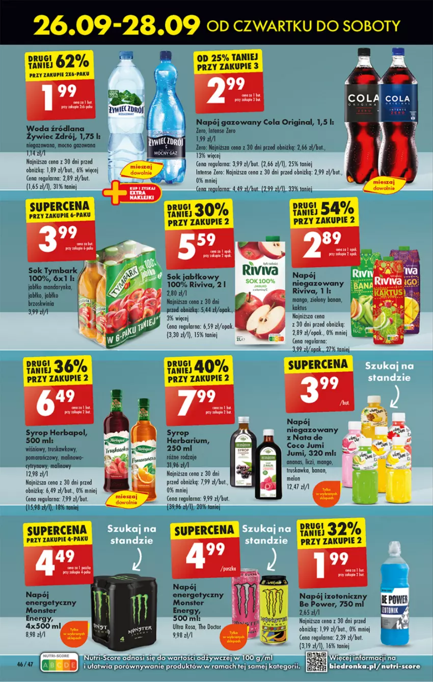 Gazetka promocyjna Biedronka - Od poniedzialku - ważna 26.09 do 02.10.2024 - strona 60 - produkty: Ananas, Fa, Gin, Herbapol, Kaktus, LANA, Liczi, Mango, Napój, Napój gazowany, Napój niegazowany, Rama, Sok, Sok jabłkowy, Syrop