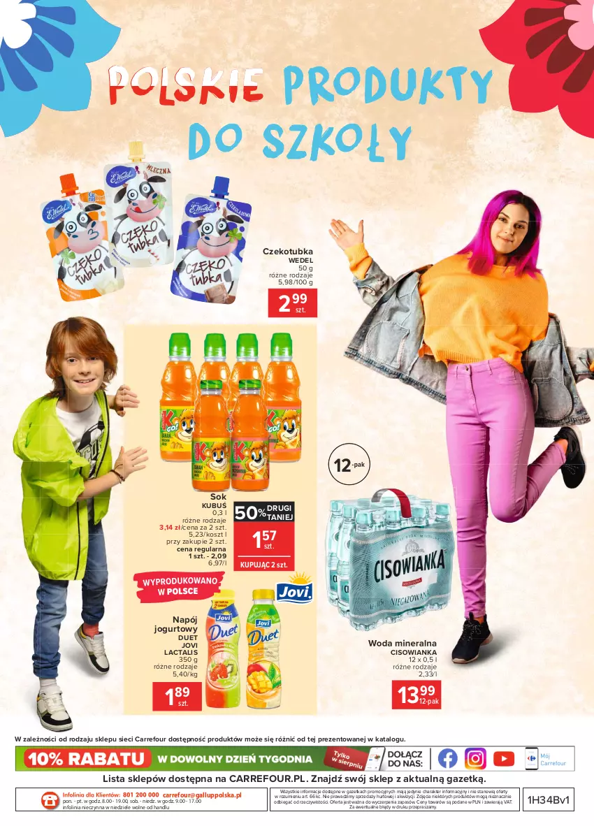 Gazetka promocyjna Carrefour - Gazetka Znane, lubiane i z Polski - ważna 23.08 do 30.08.2021 - strona 12 - produkty: Cisowianka, Jogurt, Kosz, Kubuś, Napój, Napój jogurtowy, Sok, Woda, Woda mineralna