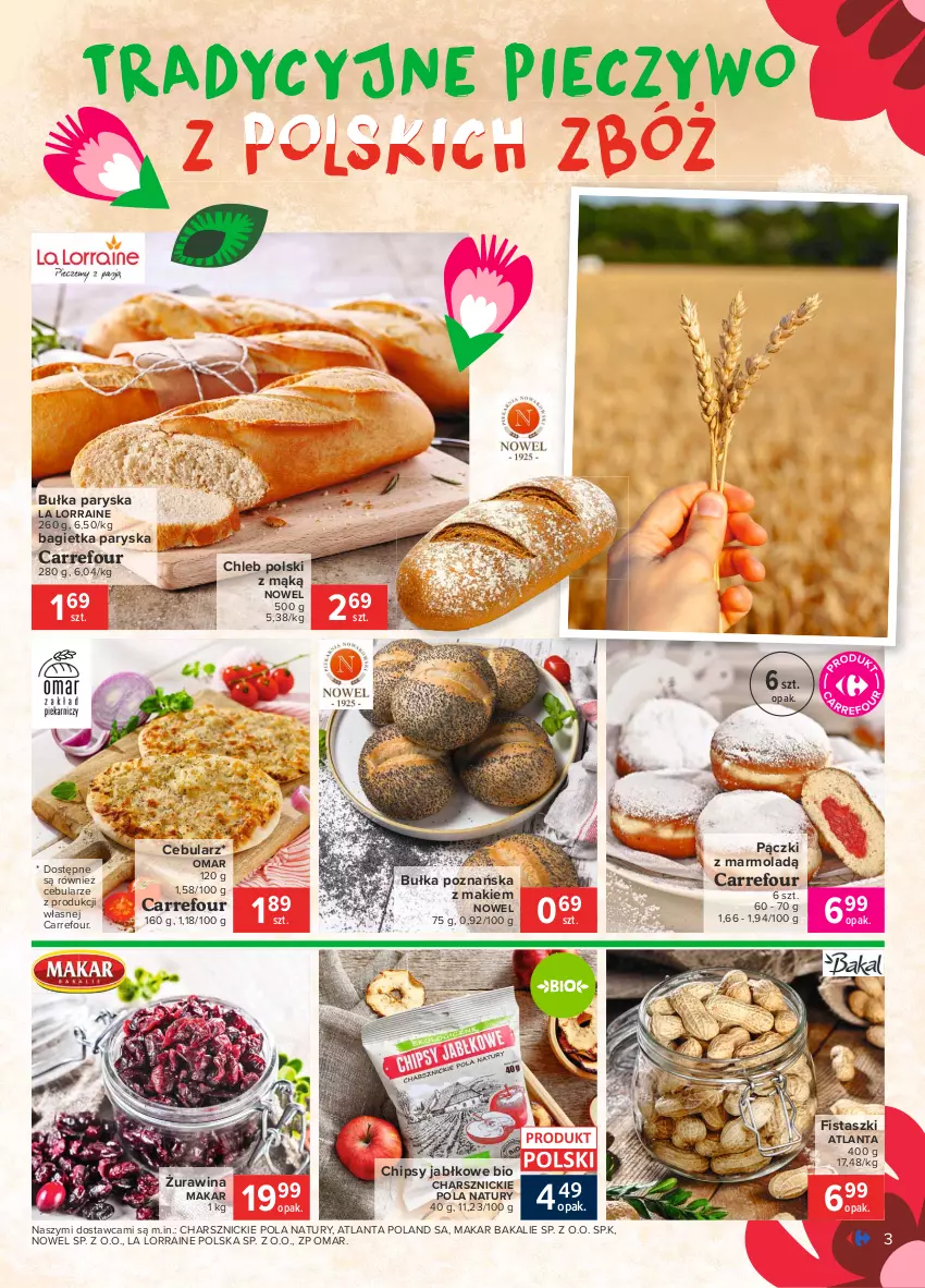 Gazetka promocyjna Carrefour - Gazetka Znane, lubiane i z Polski - ważna 23.08 do 30.08.2021 - strona 3 - produkty: Bagietka, Bułka, Cebula, Chipsy, Chleb, Mola, Piec, Pieczywo