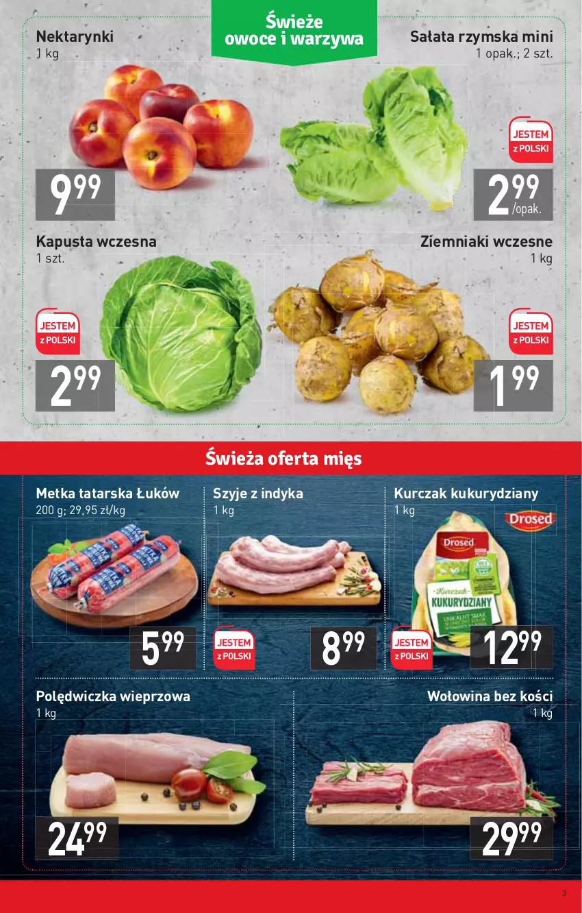 Gazetka promocyjna Stokrotka - Market - ważna 23.06 do 29.06.2022 - strona 3 - produkty: Kurczak, Metka tatarska, Nektar, Polędwiczka wieprzowa, Sałat, Wołowina, Wołowina bez kości, Ziemniaki