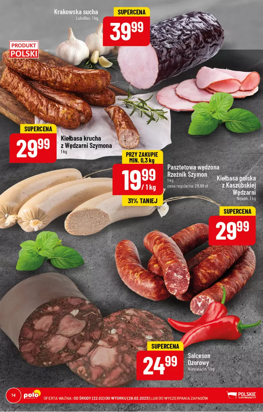 Gazetka promocyjna PoloMarket - Gazetka pomocyjna - ważna 22.02 do 28.02.2022 - strona 14 - produkty: Kiełbasa, Kiełbasa krucha