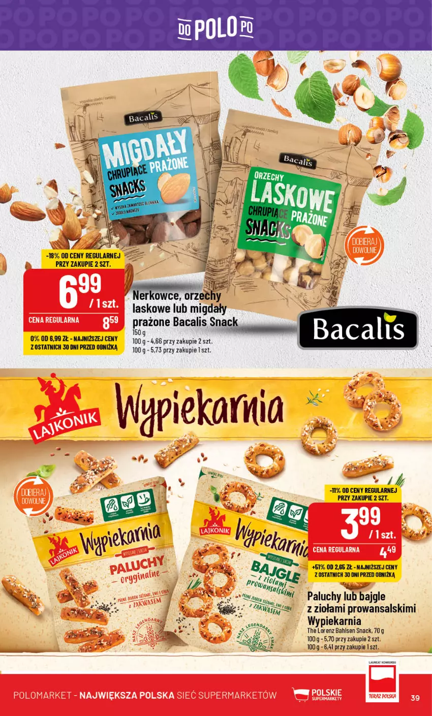 Gazetka promocyjna PoloMarket - Gazetka pomocyjna - ważna 30.08 do 05.09.2023 - strona 39 - produkty: Bajgle, Laur, Lorenz, Migdały