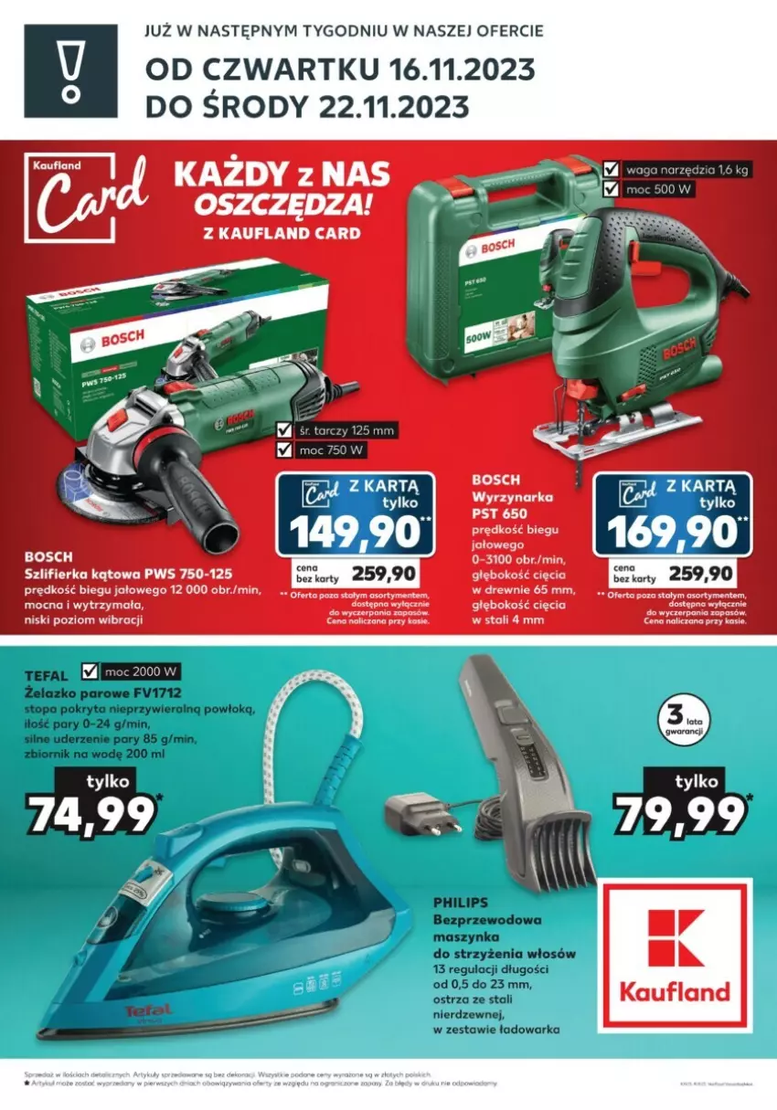 Gazetka promocyjna Kaufland - ważna 16.11 do 22.12.2023 - strona 2 - produkty: Bosch, Fa, Maszynka, Philips, Szlifierka, Szlifierka kątowa, Szynka, Tefal, Top, Waga, Warka