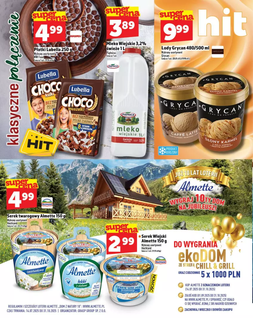 Gazetka promocyjna Topaz - Gazetka - ważna 04.09 do 10.09.2025 - strona 10 - produkty: Almette, Bell, Bella, Gra, Gry, Hochland, Lody, Lubella, Mleko, Ser, Serek, Serek wiejski
