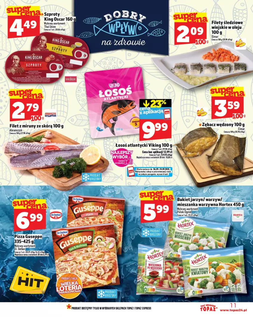 Gazetka promocyjna Topaz - Gazetka - ważna 04.09 do 10.09.2025 - strona 11 - produkty: Bukiet, Hortex, Olej, Szprot, Top