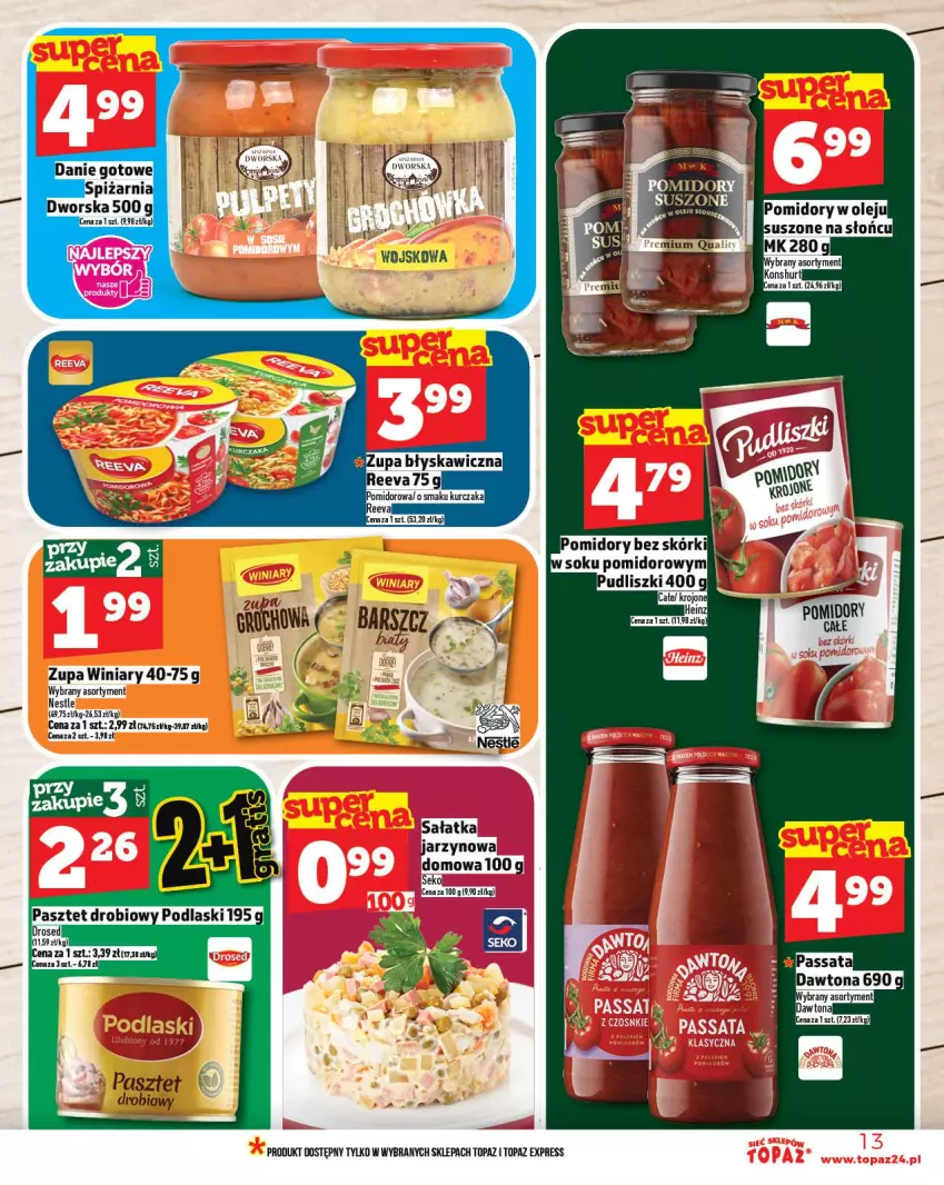Gazetka promocyjna Topaz - Gazetka - ważna 04.09 do 10.09.2025 - strona 13 - produkty: Fa, Pasztet, Sałat, Sałatka, SEKO, Top, Winiary, Zupa