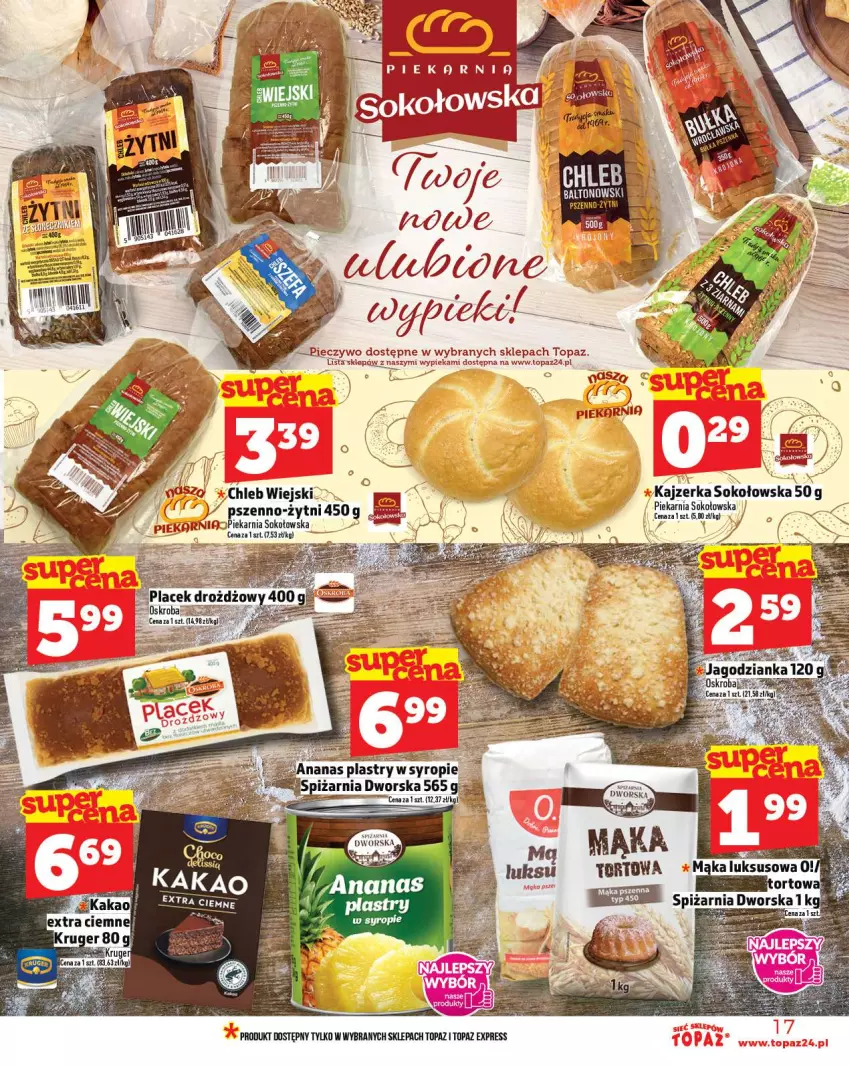 Gazetka promocyjna Topaz - Gazetka - ważna 04.09 do 10.09.2025 - strona 17 - produkty: Kajzerka, Mąka, Mąka luksusowa, Mąka pszenna, Piec, Pieczywo, Sok, Syrop, Top
