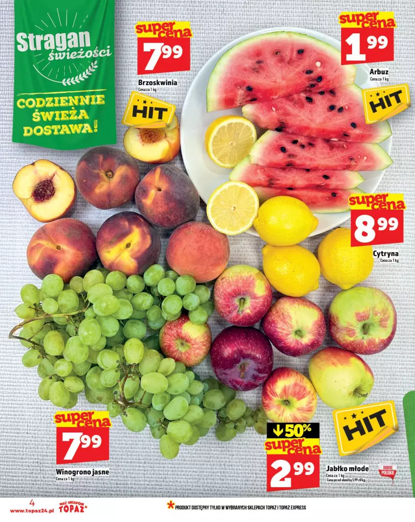Gazetka promocyjna Topaz - Gazetka - ważna 04.09 do 10.09.2025 - strona 4 - produkty: Arbuz, Fa, Por, Top